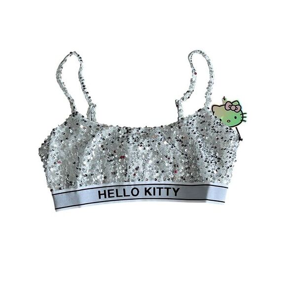 Hello Kitty Silver Sequin Crop Top & Mini Skirt Set - Womens XS - Picture 3 of 12